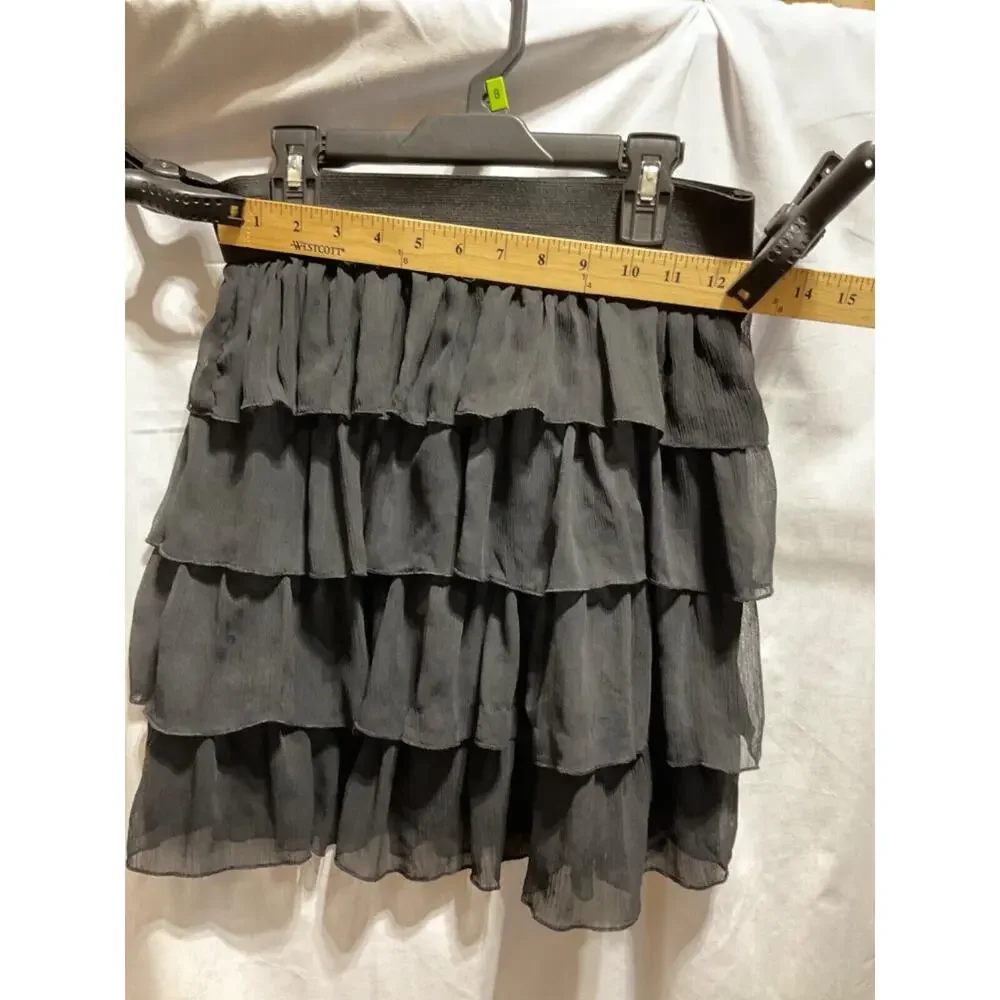 Byer California Black Ruffled Mini Skirt, JR Large, 100%‎ Polyester, Pull-On